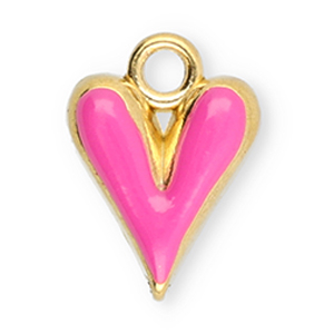 Anh&auml;nger aus Stainless Steel - Rostfreiem Stahl Heart Gold-pink