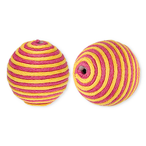 22 mm Perlen aus Acryl mit Wachskordel Dark pink-orange