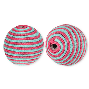 22 mm Perlen aus Acryl mit Wachskordel Blue-mauve