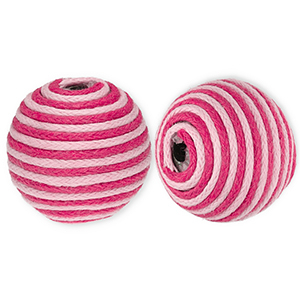 22 mm Perlen aus Acryl mit Wachskordel Light pink-pink