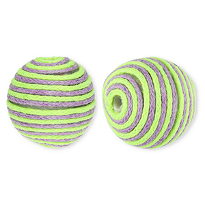 22 mm Perlen aus Acryl mit Wachskordel Lime green-lavender purple