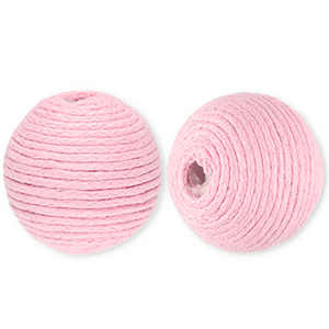22 mm Perlen aus Acryl mit Wachskordel Light pink