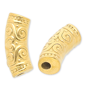 Perlen aus Stainless Steel - Rostfreiem Stahl Tube Gold