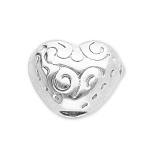 Perlen aus Stainless Steel - Rostfreiem Stahl Heart Silver