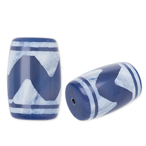 Perlen Naturstein Chalcedon Tube Wave Blue-white