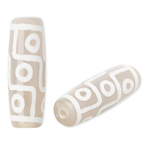 Perlen Naturstein Chalcedon Tube Sand beige-white