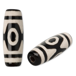 Perlen Naturstein Chalcedon Tube Black-light grey