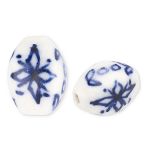 Keramik Perlen Off white-Delft blue