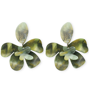 Musthave Resin Ohrringe&nbsp;/&nbsp;Ohrstecker Flower Multicolour green