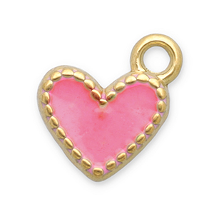 Anh&auml;nger aus Stainless Steel - Rostfreiem Stahl Heart Gold-pink