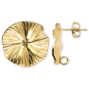 Zubeh&ouml;r aus Stainless Steel - Rostfreiem Stahl Ohrringe / Ohrstecker Flower with Loop Gold