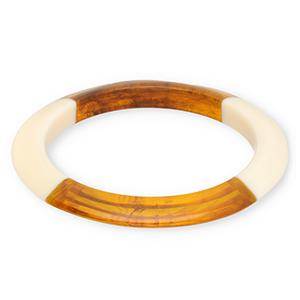 Armb&auml;nder Bangle aus Resin Transparent amber brown-ivory white