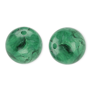 16 mm Perlen aus Acryl Round Dark green-marble