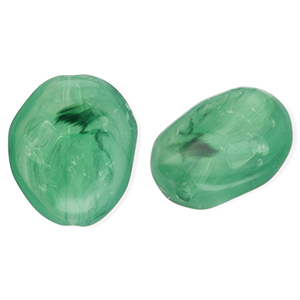 Perlen aus Acryl Egg-Shaped Dark green-marble