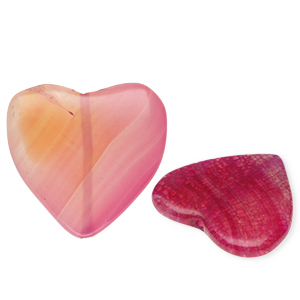 Perlen Naturstein Quartz Heart Crackled Transparent fuchsia pink
