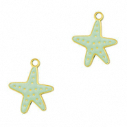 Anh&auml;nger aus Stainless Steel - Rostfreiem Stahl Starfish Gold-mint green