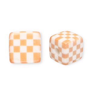 Perlen aus Acryl Square with Cubes Light orange-white