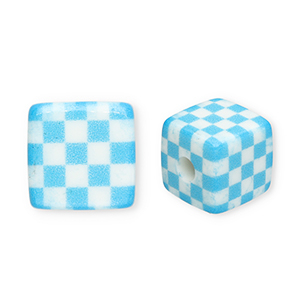 Perlen aus Acryl Square with Cubes Blue-white