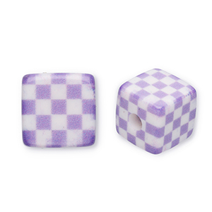 Perlen aus Acryl Square with Cubes Purple-white
