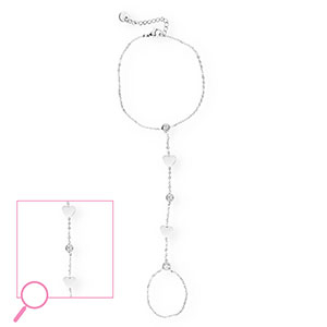 Stainless Steel - Rostfrei Stahl Handketten Hearts Silver-crystal