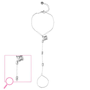 Stainless Steel - Rostfrei Stahl Handketten Flower Silver-crystal-white