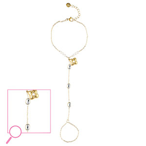 Stainless Steel - Rostfrei Stahl Handketten Flower Gold-crystal-white