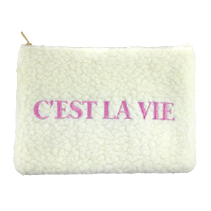 Teddy-Etui "C'EST LA VIE" Off white-purple