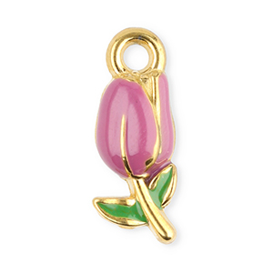 Anh&auml;nger aus Stainless Steel - Rostfreiem Stahl Tulip Gold-purple-green