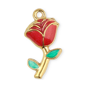 Anh&auml;nger aus Stainless Steel - Rostfreiem Stahl Rose Gold-red-green