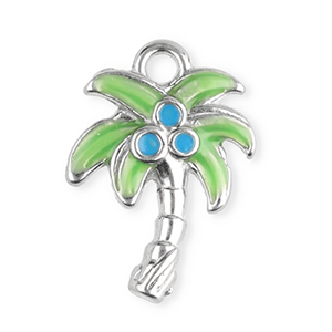 Anh&auml;nger aus Stainless Steel - Rostfreiem Stahl Palmtree Silver-green-blue