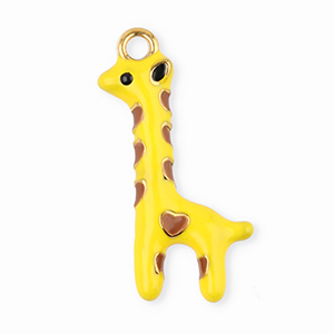 Anh&auml;nger aus Stainless Steel - Rostfreiem Stahl Giraffe Yellow-brown-black