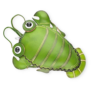 Lederen Geldb&ouml;rse Lobster Green-sand beige-black-white