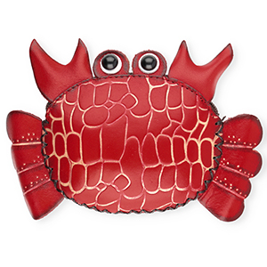 Lederen Geldb&ouml;rse Crab Red-sand beige-black-white