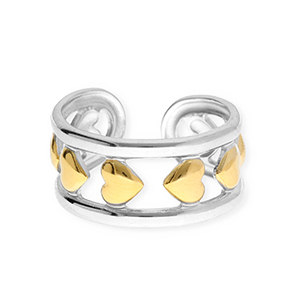 Stainless Steel - Rostfrei Stahl Ringe Hearts Silver-gold