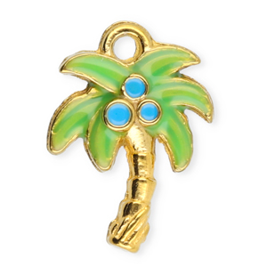 Anh&auml;nger aus Stainless Steel - Rostfreiem Stahl Palmtree Gold-green-blue