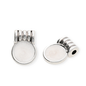 Anh&auml;nger Metall DQ&reg; Round Antiek zilver-pearl white (nikkelvrij)