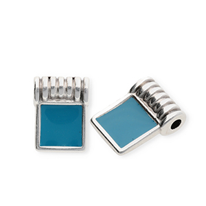 Anh&auml;nger Metall DQ&reg; Square Antiek zilver-petrol blue (nikkelvrij)