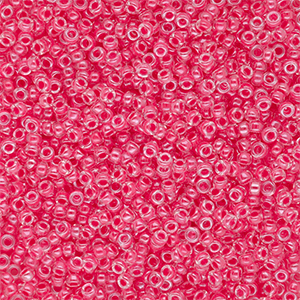 Miyuki 15/0 Rocailles Carnation Pink Lined Crystal 15-0208