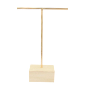 Schmuck Display T-Form Ohrringe mit Holz St&auml;nder Natural-gold