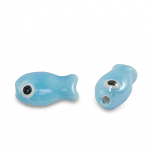 Perlen Keramik Fish Sky blue