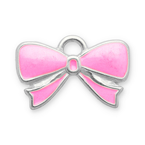 Anh&auml;nger aus Stainless Steel - Rostfreiem Stahl Bow Silver-pink
