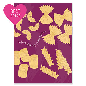 BY31&reg; Karten f&uuml;r Schmuck "Life is full of pasta-bilities" Magenta purple-yellow