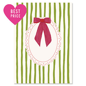 BY31&reg; Karten f&uuml;r Schmuck Decorative Frame with Bow Ivory white-green-white-magenta pink