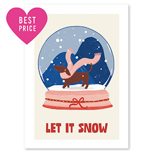 Karten f&uuml;r Schmuck "Let it snow" Off white-red-blue