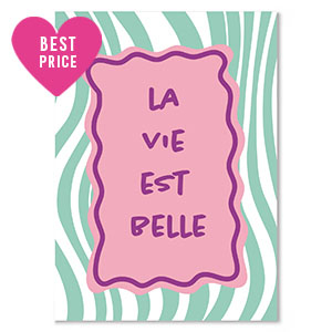 Karten f&uuml;r Schmuck "la vie est belle" Green-pink