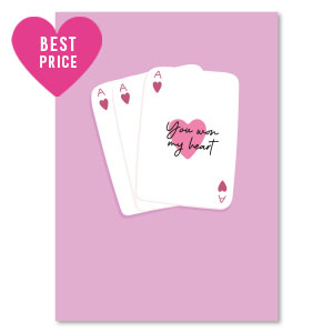 Karten f&uuml;r Schmuck "you won my heart" Lilac rose