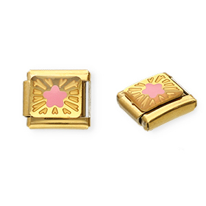 Stainless Steel - Rostfrei Stahl Italian Charm Element Star Gold-pink-yellow