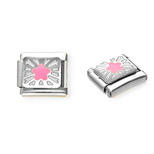 Stainless Steel - Rostfrei Stahl Italian Charm Element Star Silver-pink-yellow