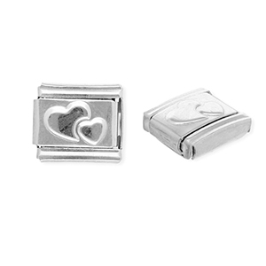 Stainless Steel - Rostfrei Stahl Italian Charm Element Hearts Silver