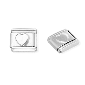 Stainless Steel - Rostfrei Stahl Italian Charm Element Heart Silver